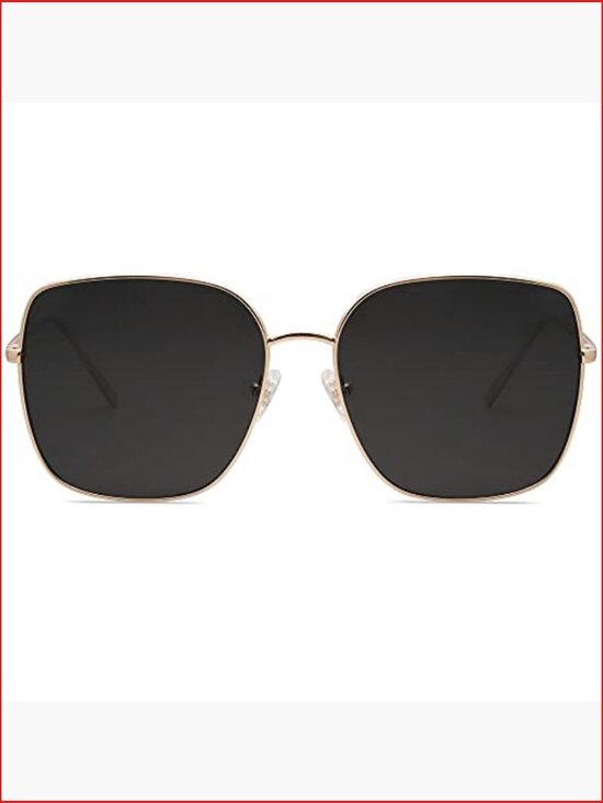 Oversized Square Metal Frame Sunglasses UV Protection Retro Flat Lens main image 6